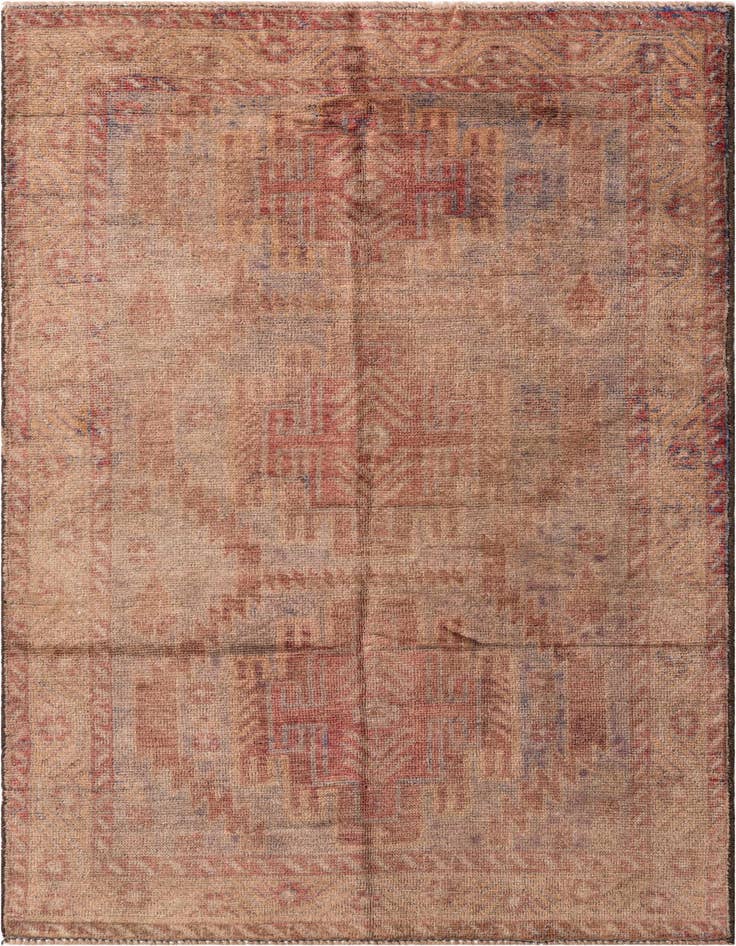 Detail image of 3' 7 x 6' 5 Hand Knotted Ultra Vintage Persian Wool Rug