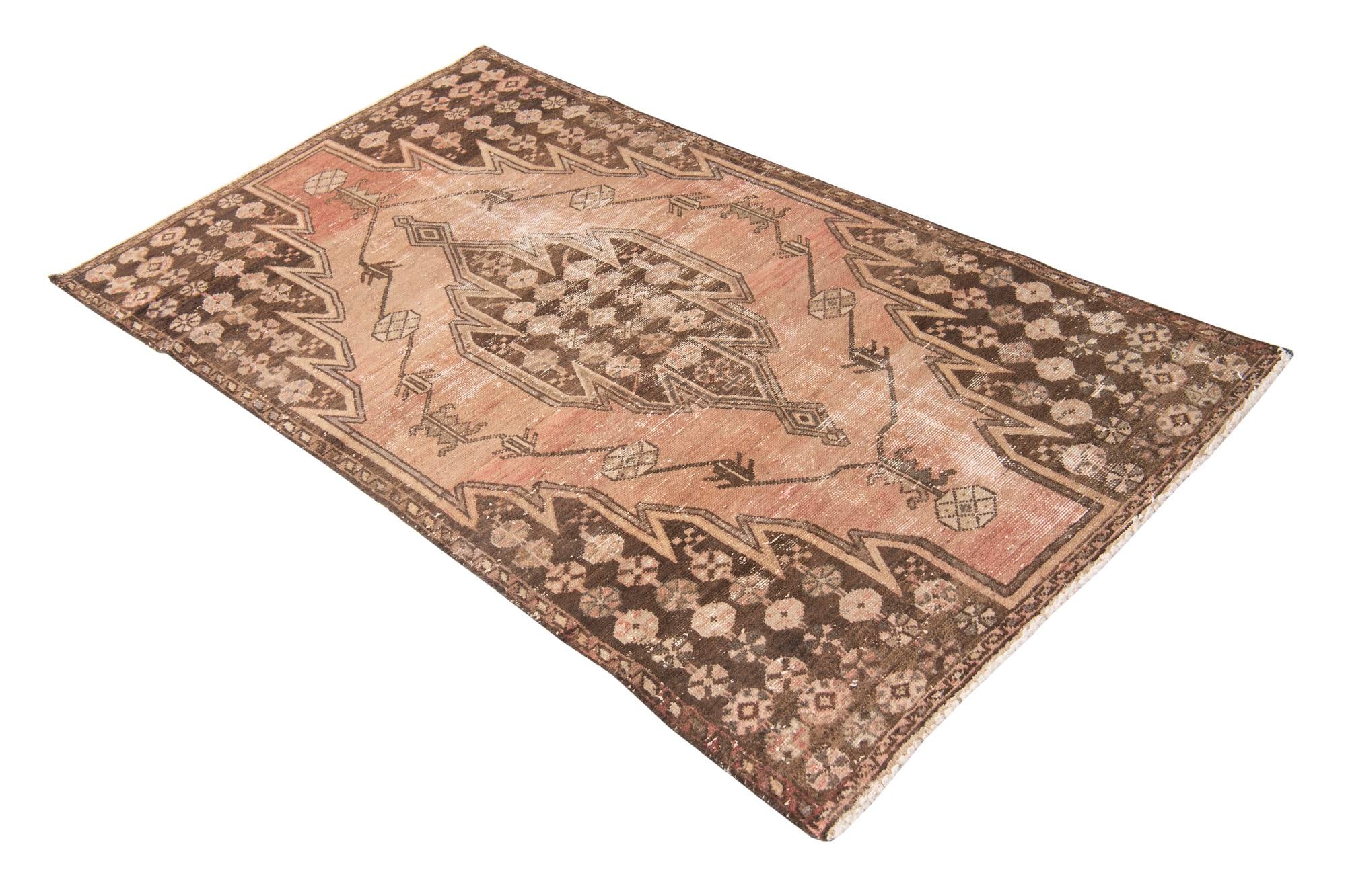 3' 7 x 6' 4 Hand Knotted Ultra Vintage Persian Wool Rug
