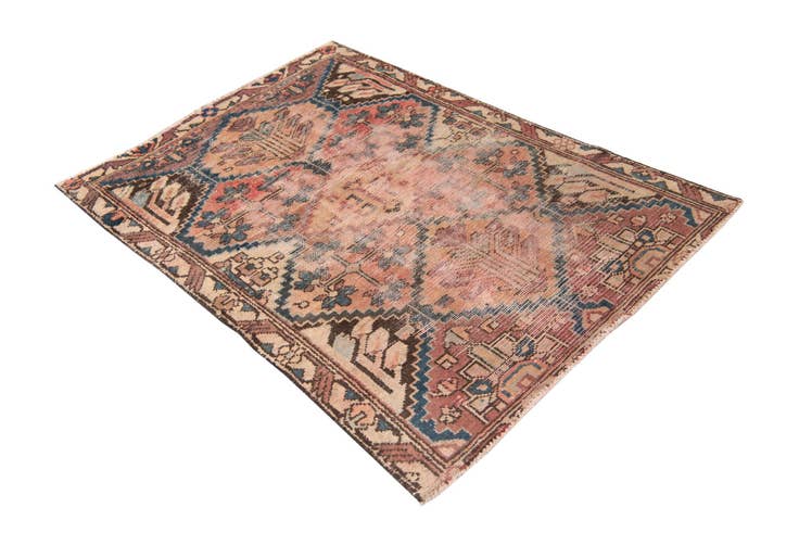 Detail image of 3' 5 x 4' 8 Hand Knotted Ultra Vintage Persian Wool Rug