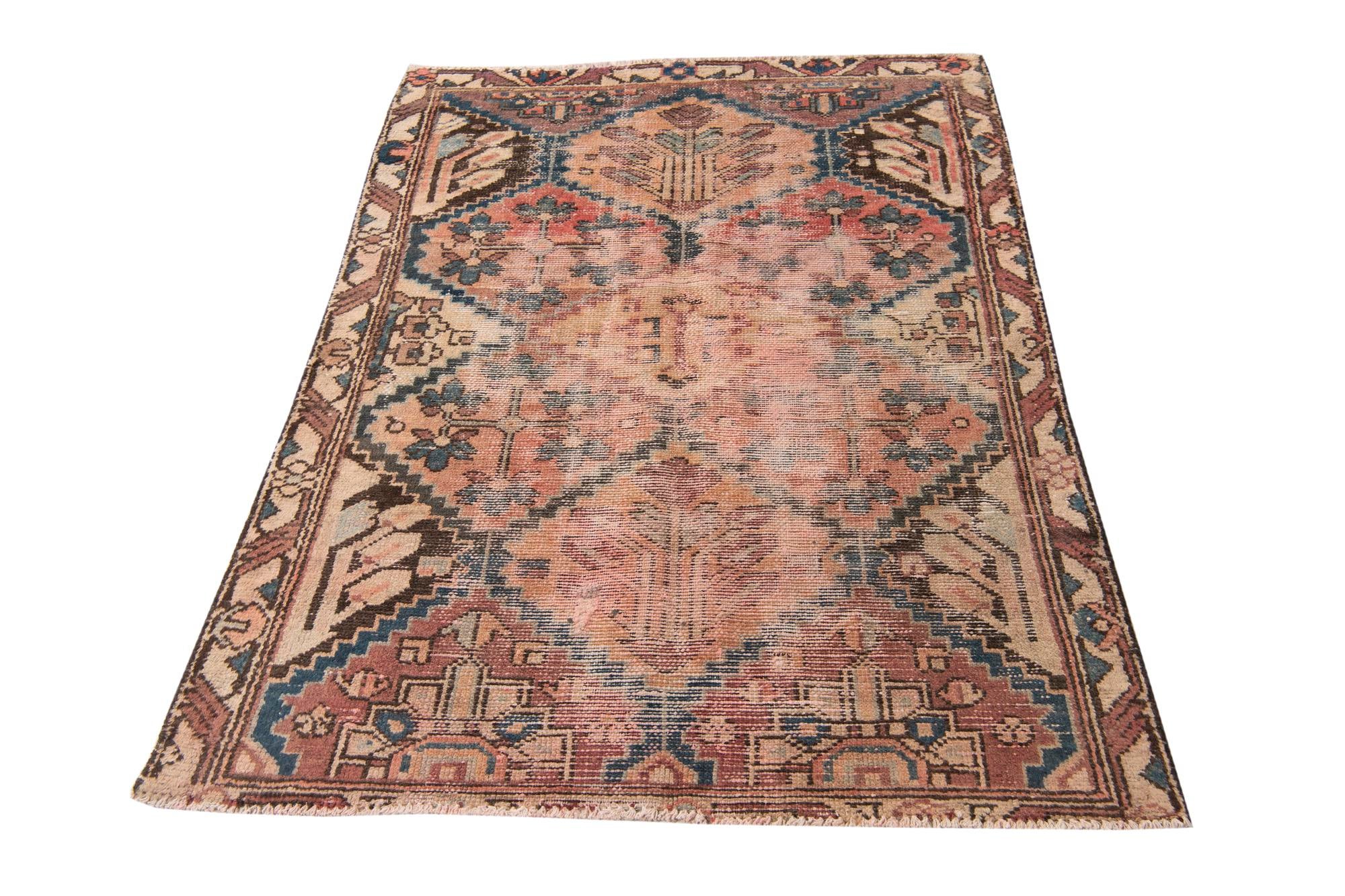 3' 5 x 4' 8 Hand Knotted Ultra Vintage Persian Wool Rug