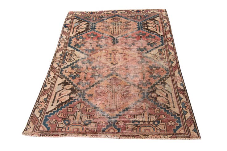 Detail image of 3' 5 x 4' 8 Hand Knotted Ultra Vintage Persian Wool Rug