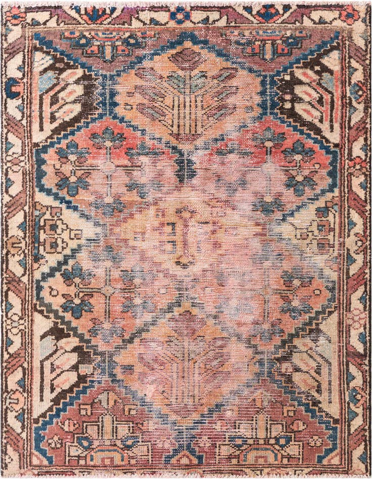 Detail image of 3' 5 x 4' 8 Hand Knotted Ultra Vintage Persian Wool Rug