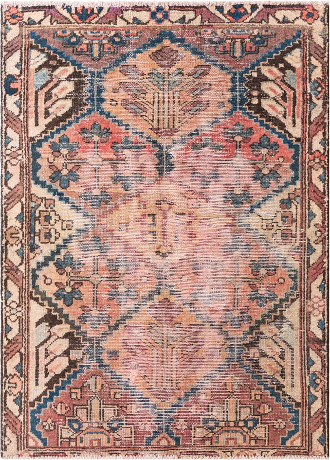 Detail image of 3' 5 x 4' 8 Hand Knotted Ultra Vintage Persian Wool Rug
