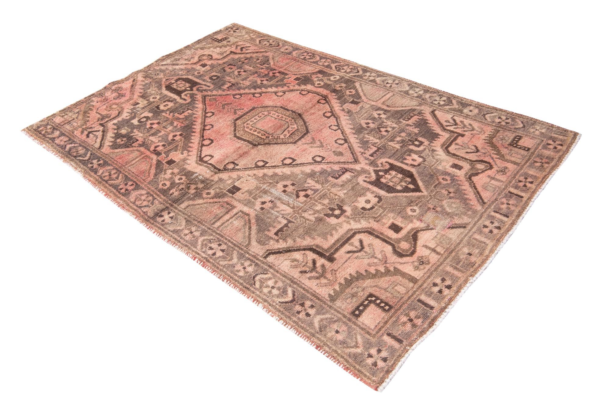 4' 6 x 6' 9 Hand Knotted Ultra Vintage Persian Wool Rug