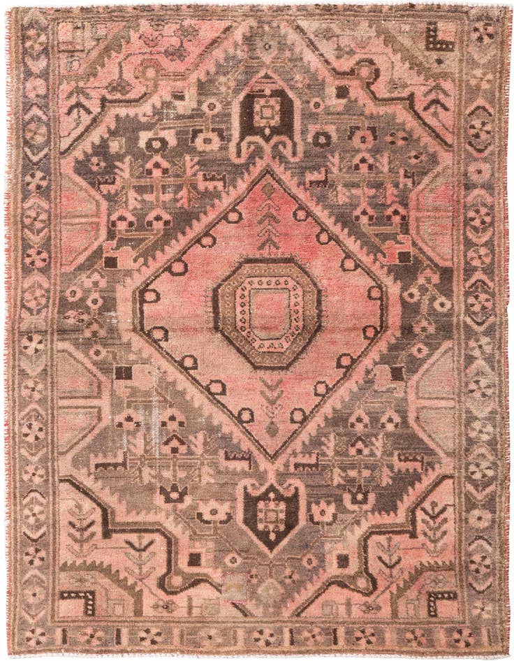 Detail image of 4' 6 x 6' 9 Hand Knotted Ultra Vintage Persian Wool Rug