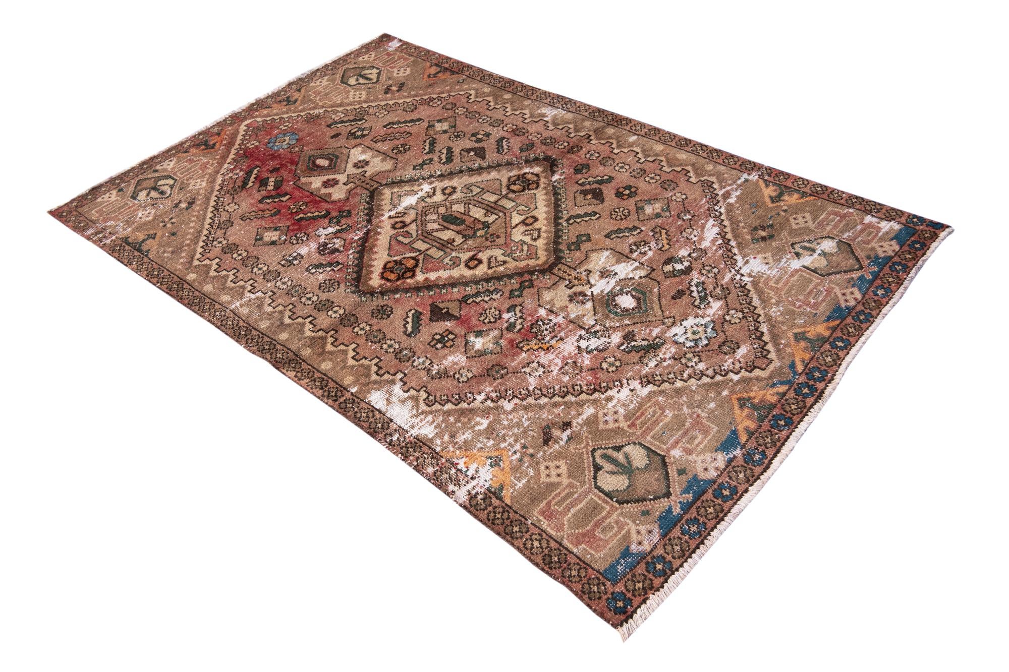 3' 9 x 5' 10 Hand Knotted Ultra Vintage Persian Wool Rug