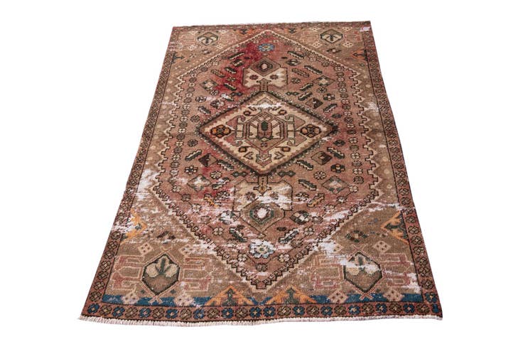 Detail image of 3' 9 x 5' 10 Hand Knotted Ultra Vintage Persian Wool Rug