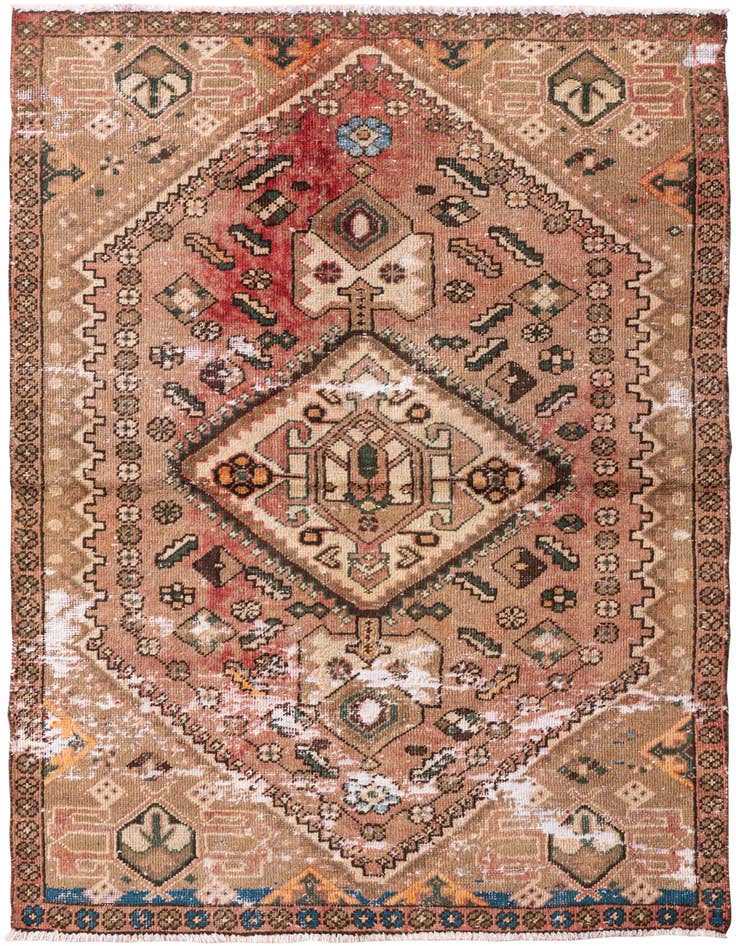 Detail image of 3' 9 x 5' 10 Hand Knotted Ultra Vintage Persian Wool Rug