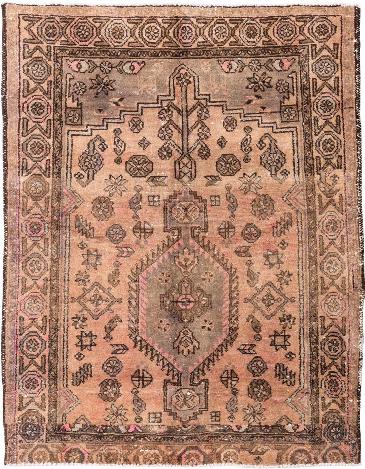 Detail image of 4' 4 x 5' 7 Hand Knotted Ultra Vintage Persian Wool Rug
