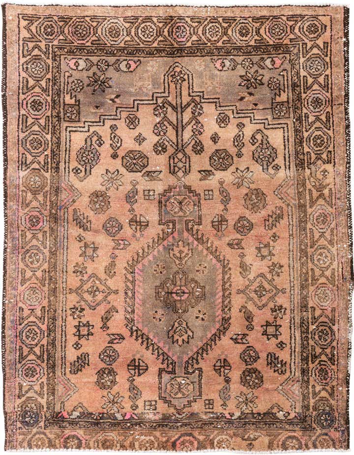 4' 4 x 5' 7 Hand Knotted Ultra Vintage Persian Wool Rug