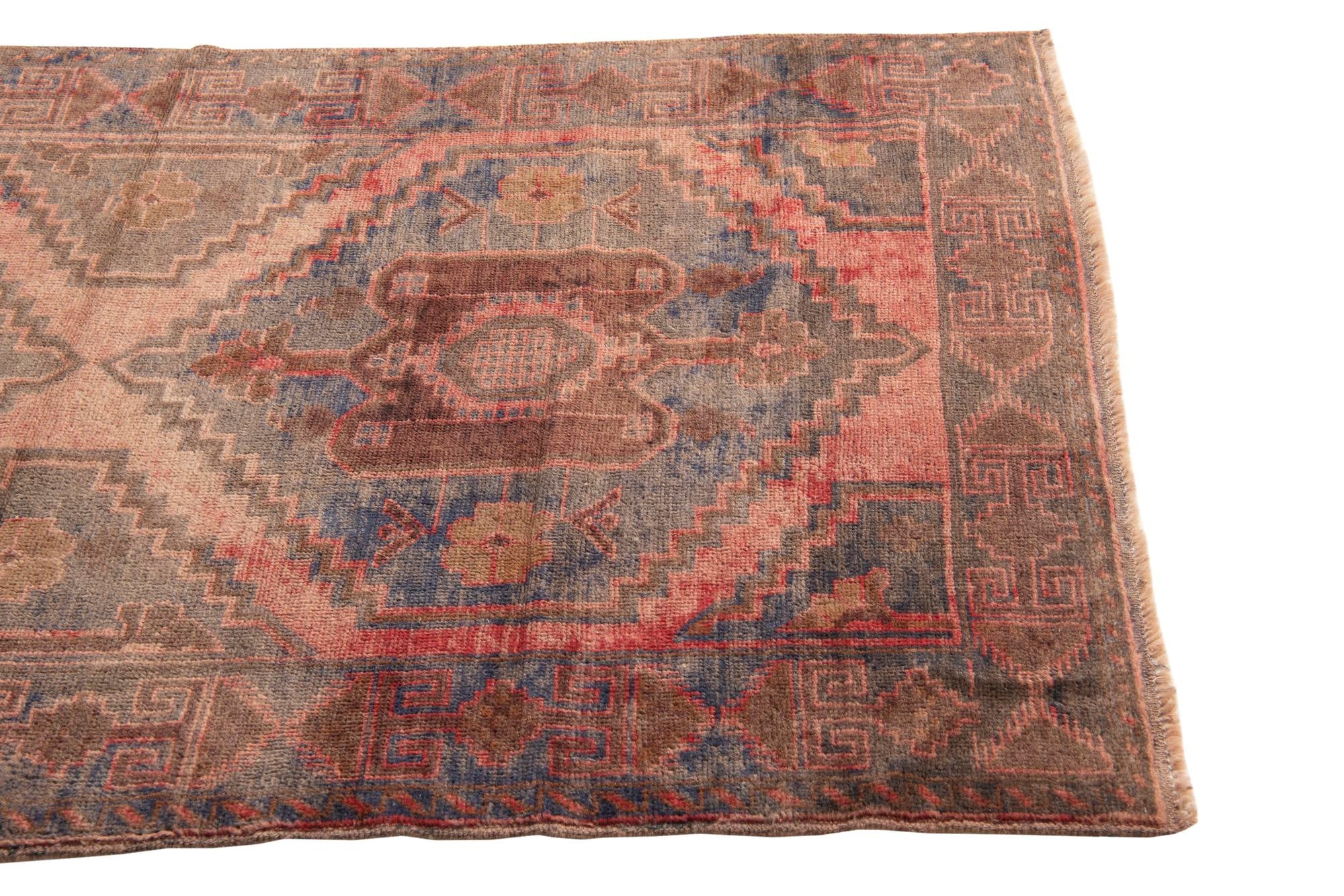 110cm x 195cm Hand Knotted Ultra Vintage Persian Wool Rug