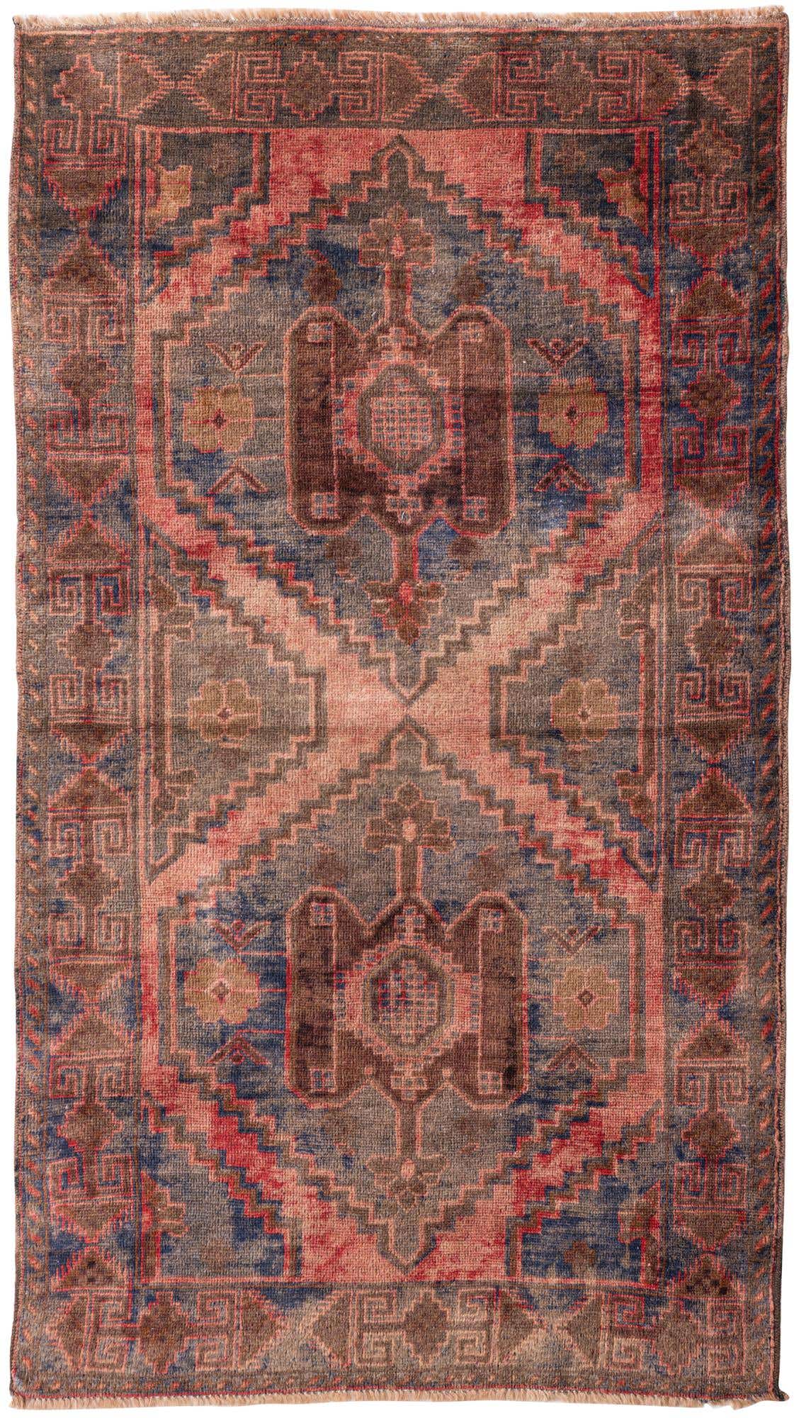110cm x 195cm Hand Knotted Ultra Vintage Persian Wool Rug