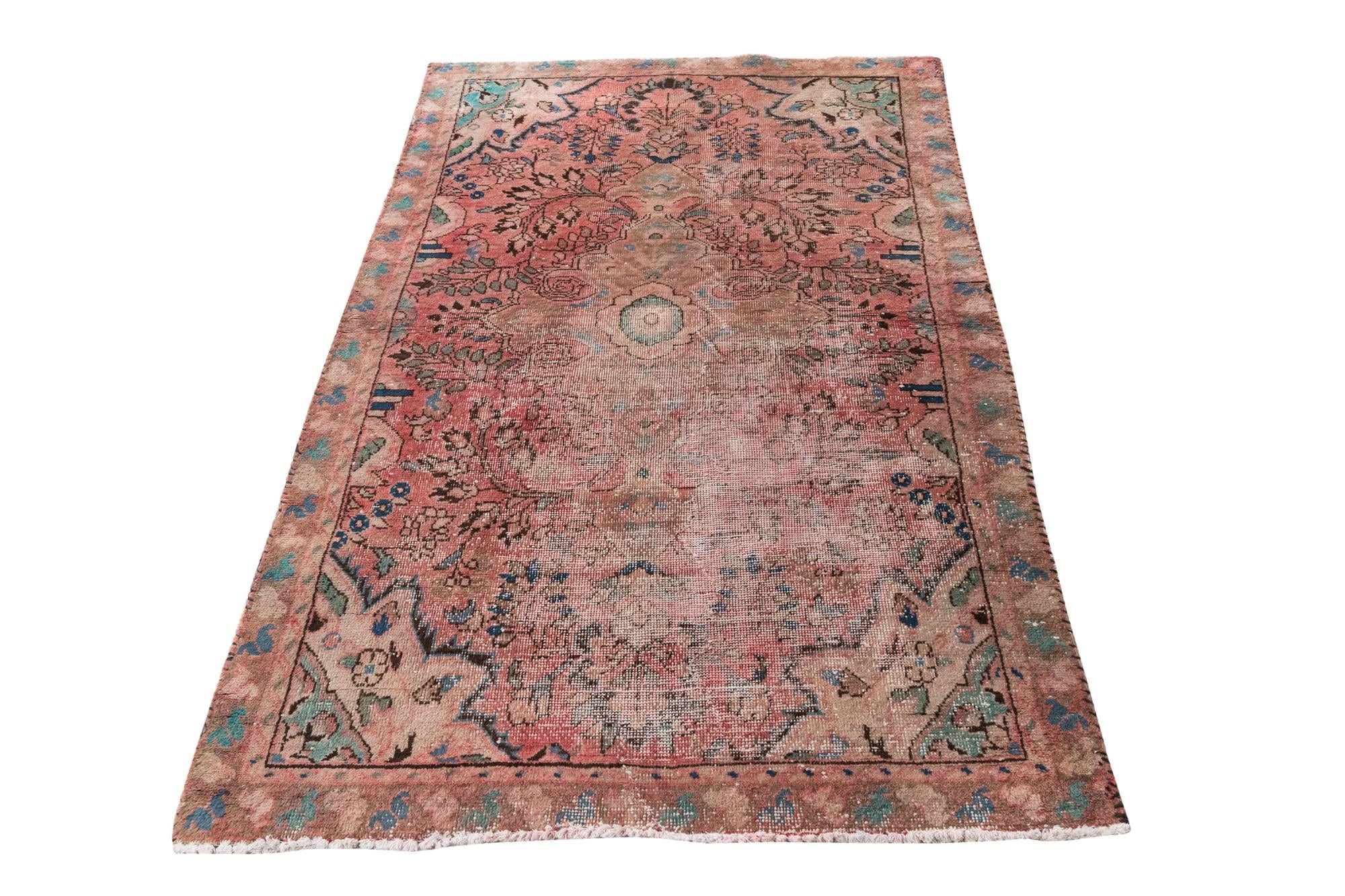 4' x 6' 3 Hand Knotted Ultra Vintage Persian Wool Rug