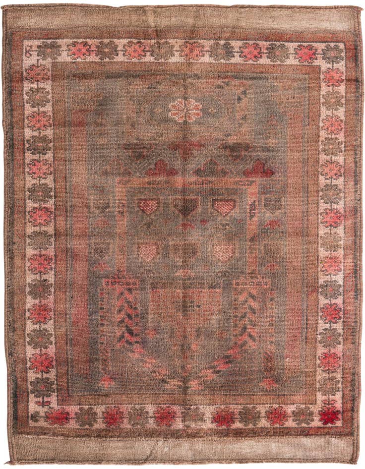 Detail image of 2' 10 x 4' 10 Hand Knotted Ultra Vintage Persian Wool Rug