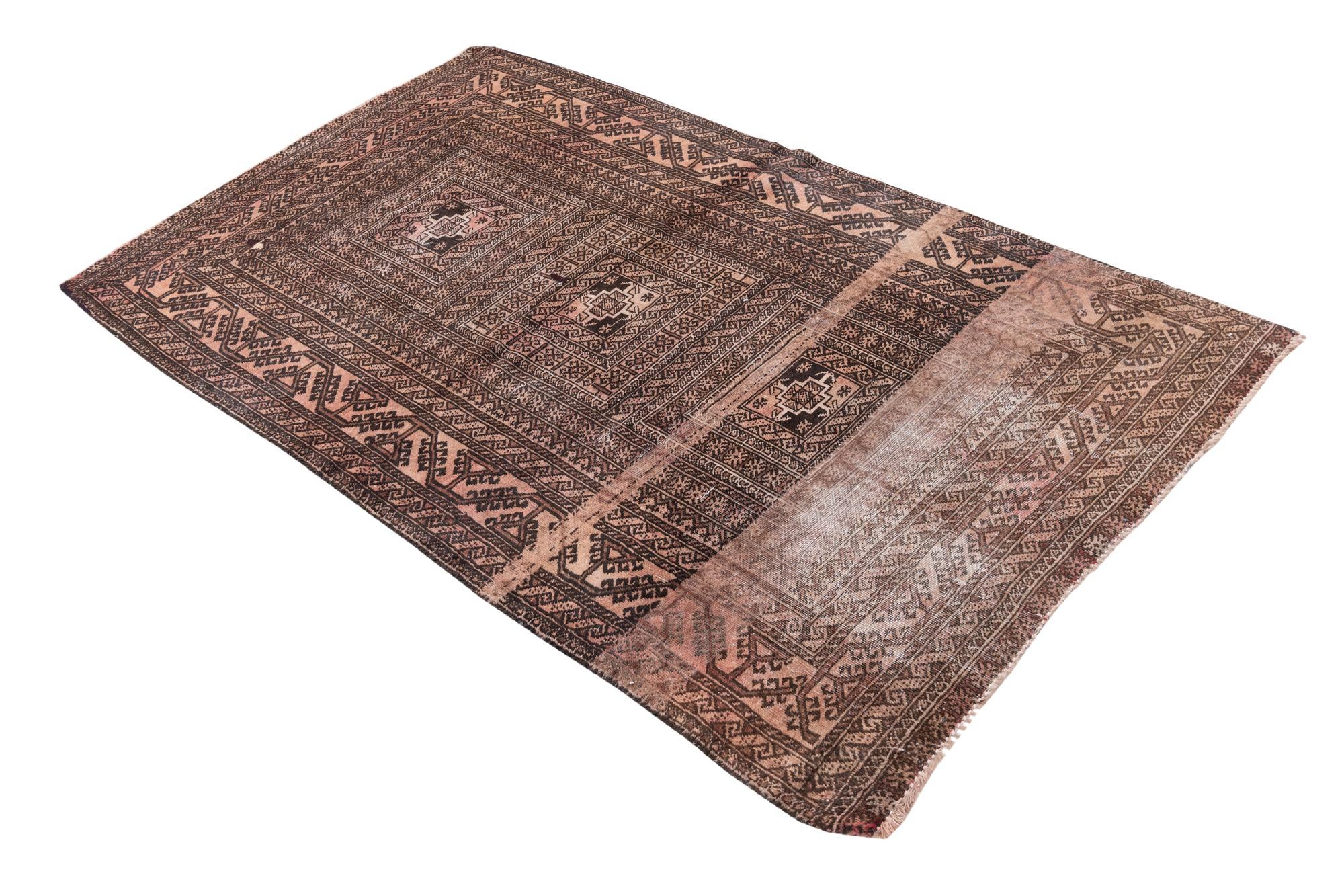 3' 7 x 6' Hand Knotted Ultra Vintage Persian Wool Rug