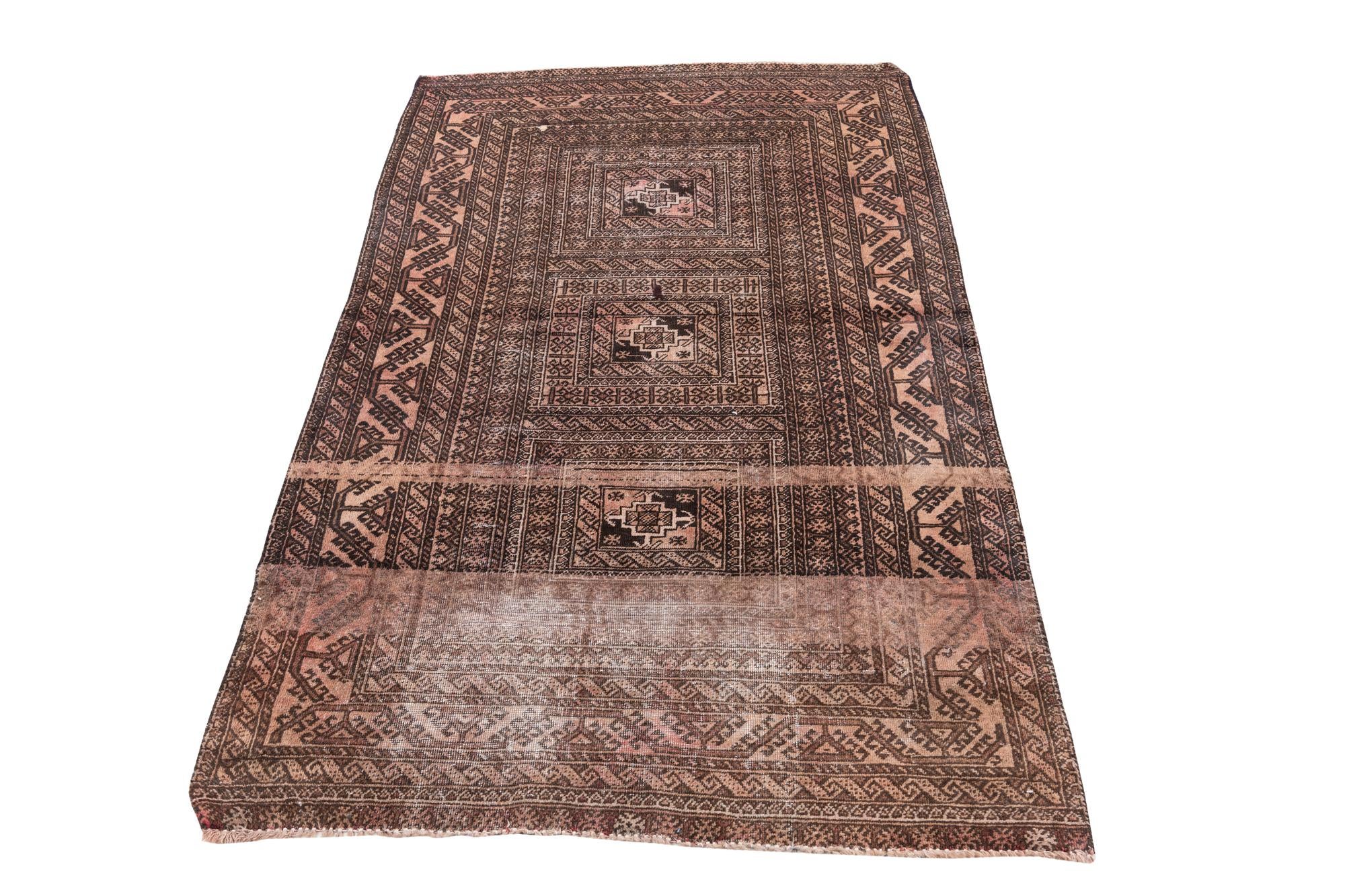 3' 7 x 6' Hand Knotted Ultra Vintage Persian Wool Rug