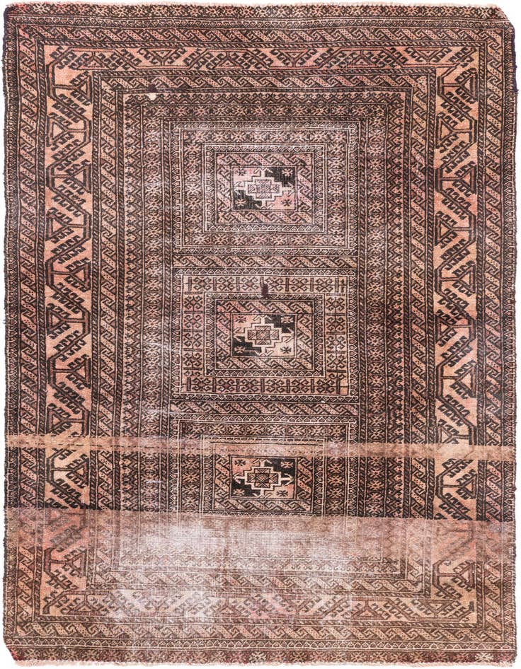 Detail image of 3' 7 x 6' Hand Knotted Ultra Vintage Persian Wool Rug