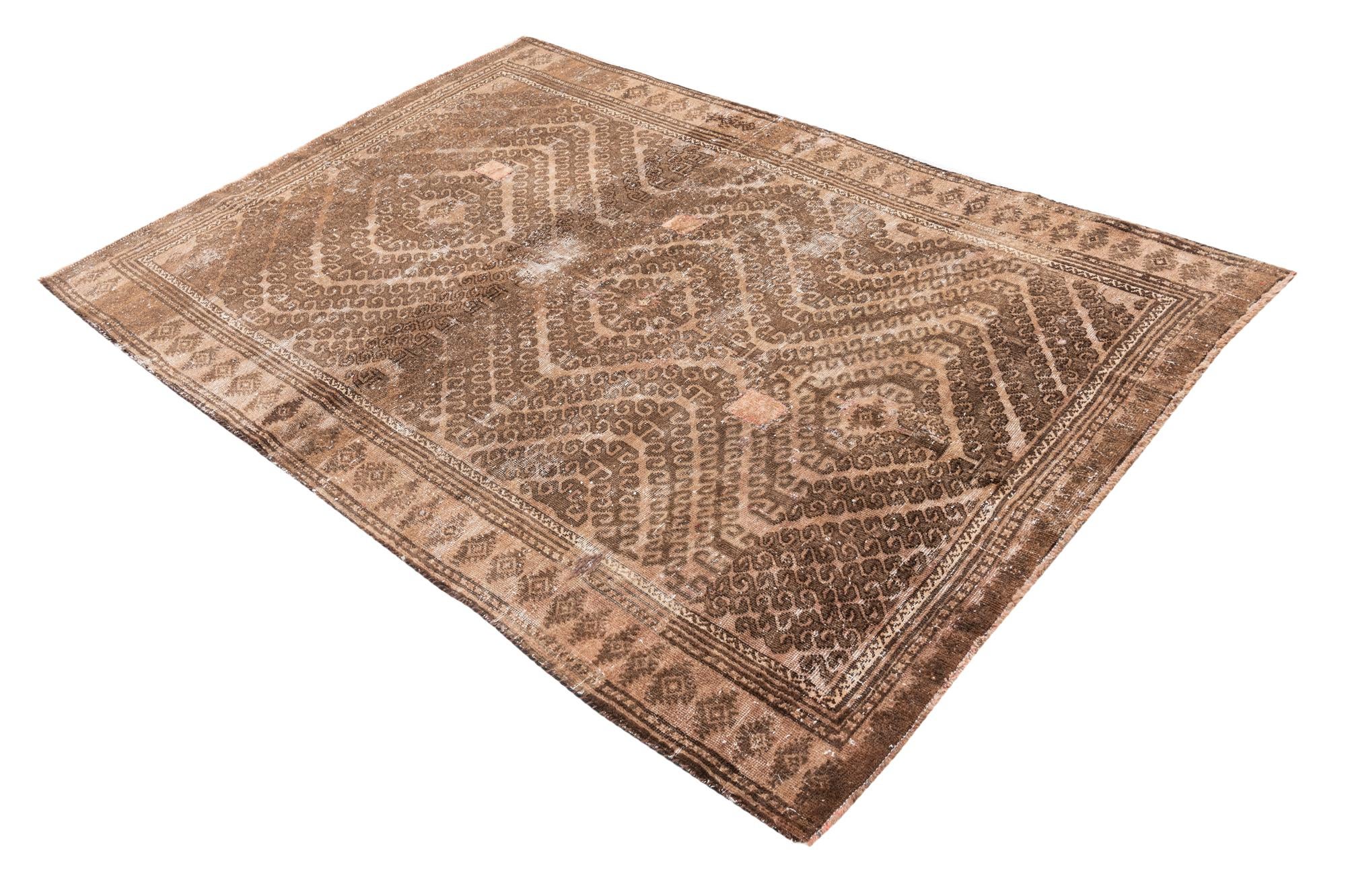 4' 10 x 7' 2 Hand Knotted Ultra Vintage Persian Wool Rug