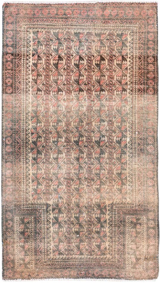 Detail image of 2' 8 x 4' 7 Hand Knotted Ultra Vintage Persian Wool Rug