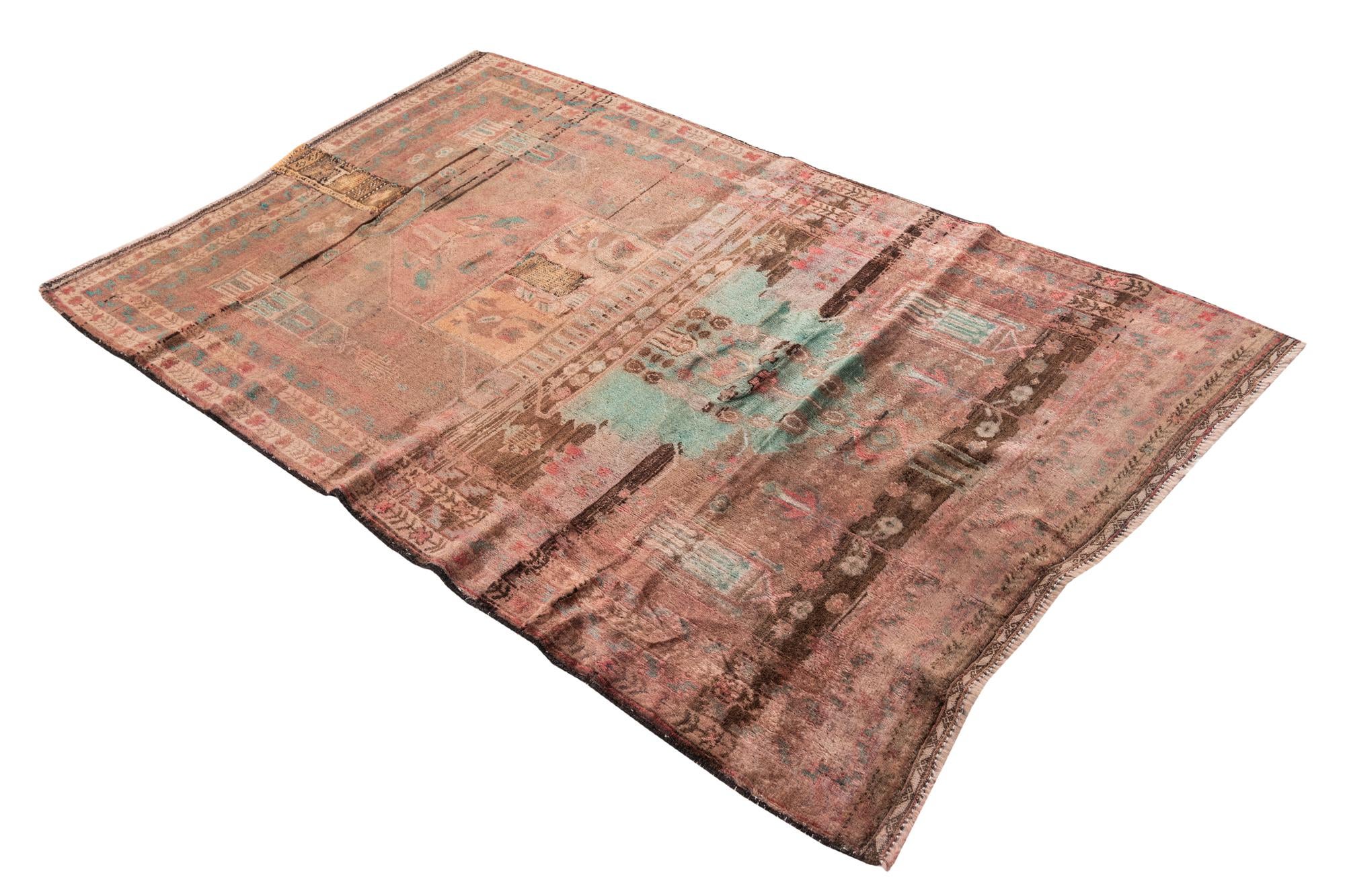 3' 8 x 5' 10 Hand Knotted Ultra Vintage Persian Wool Rug
