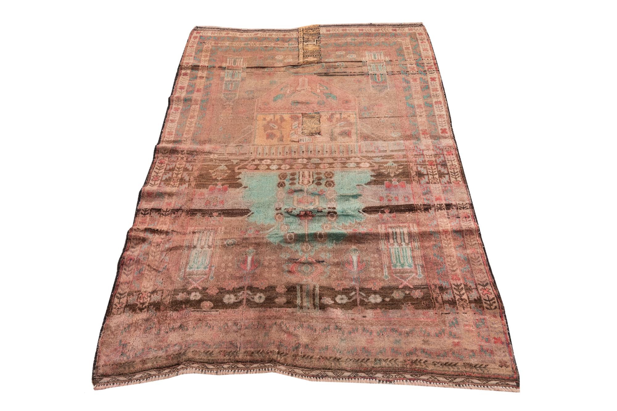 3' 8 x 5' 10 Hand Knotted Ultra Vintage Persian Wool Rug