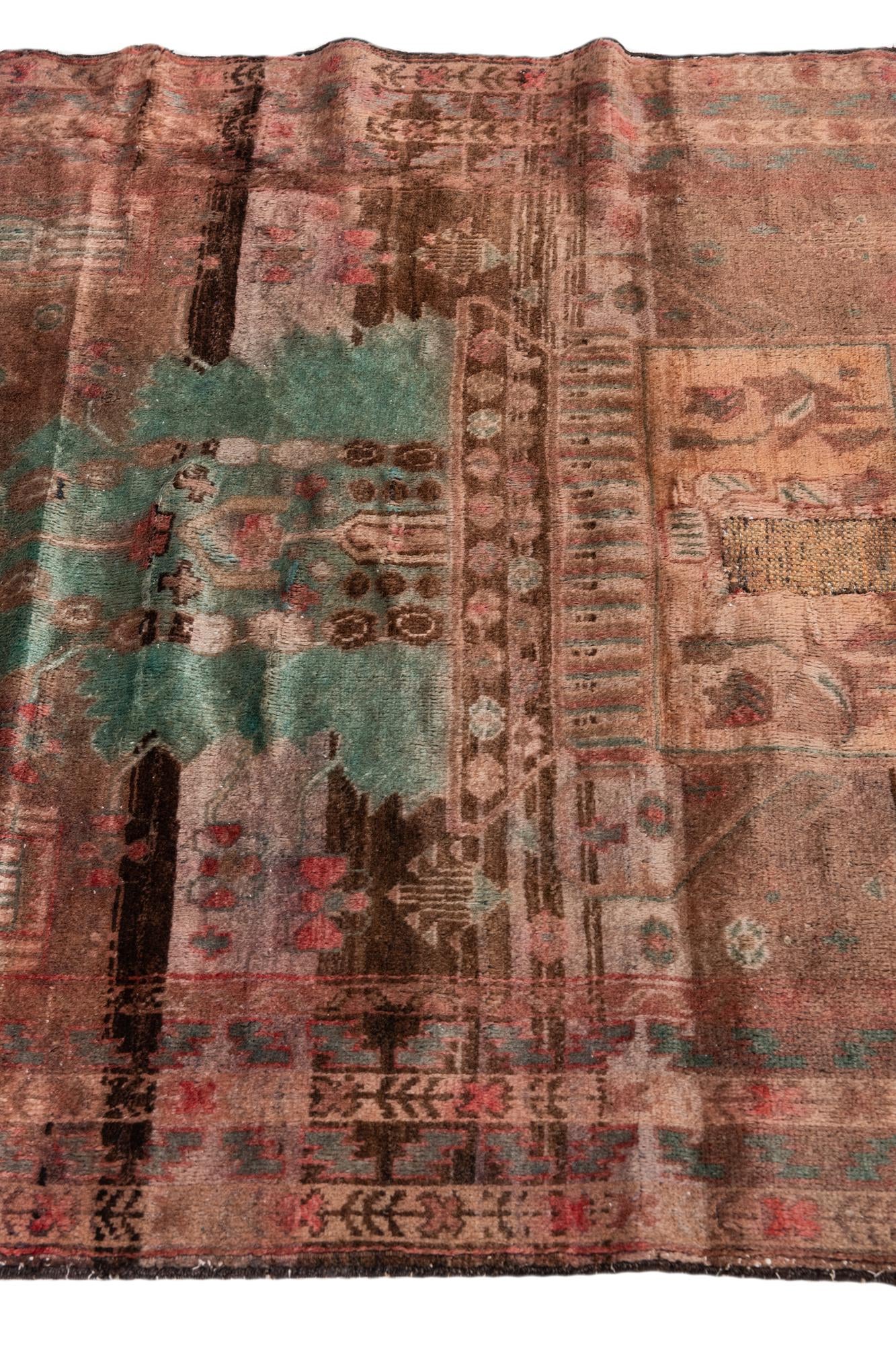 3' 8 x 5' 10 Hand Knotted Ultra Vintage Persian Wool Rug
