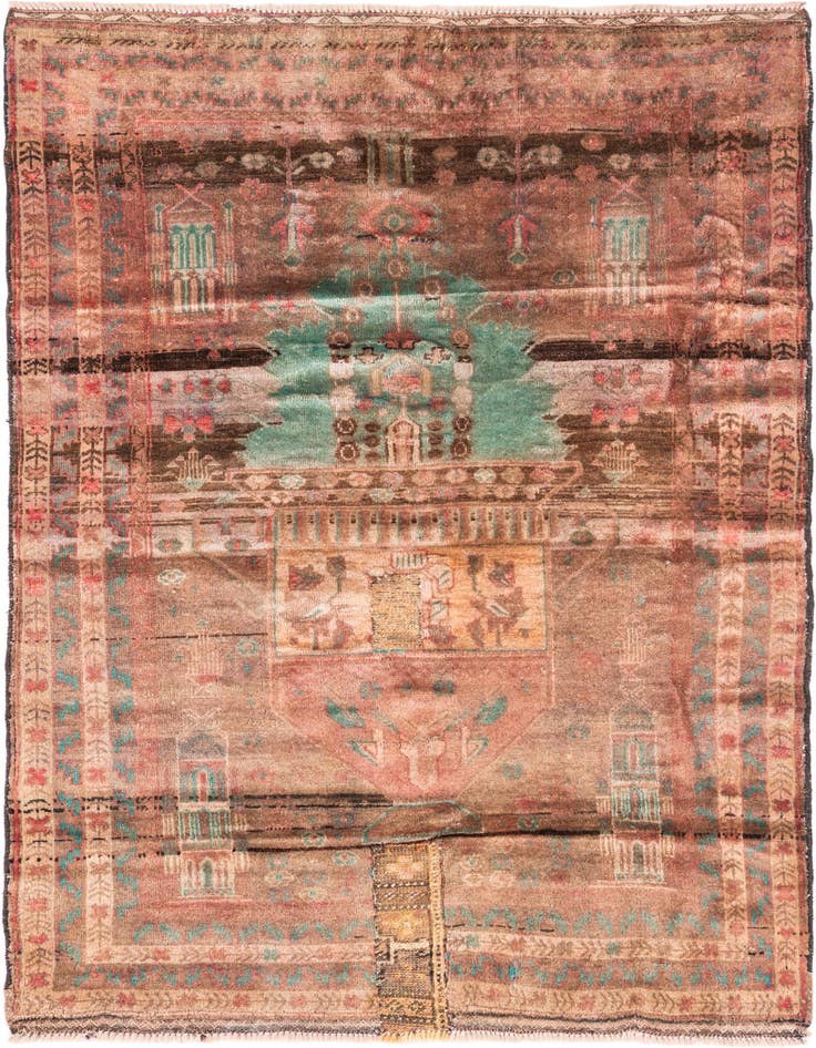 Detail image of 3' 8 x 5' 10 Hand Knotted Ultra Vintage Persian Wool Rug