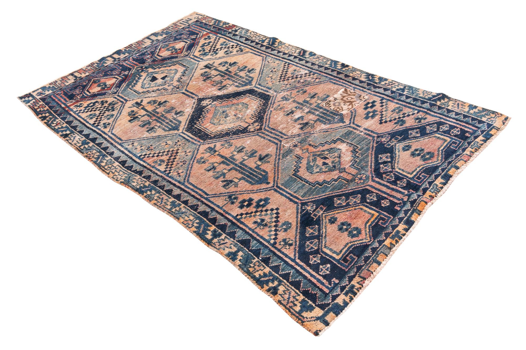 4' 3 x 6' 5 Hand Knotted Ultra Vintage Persian Wool Rug