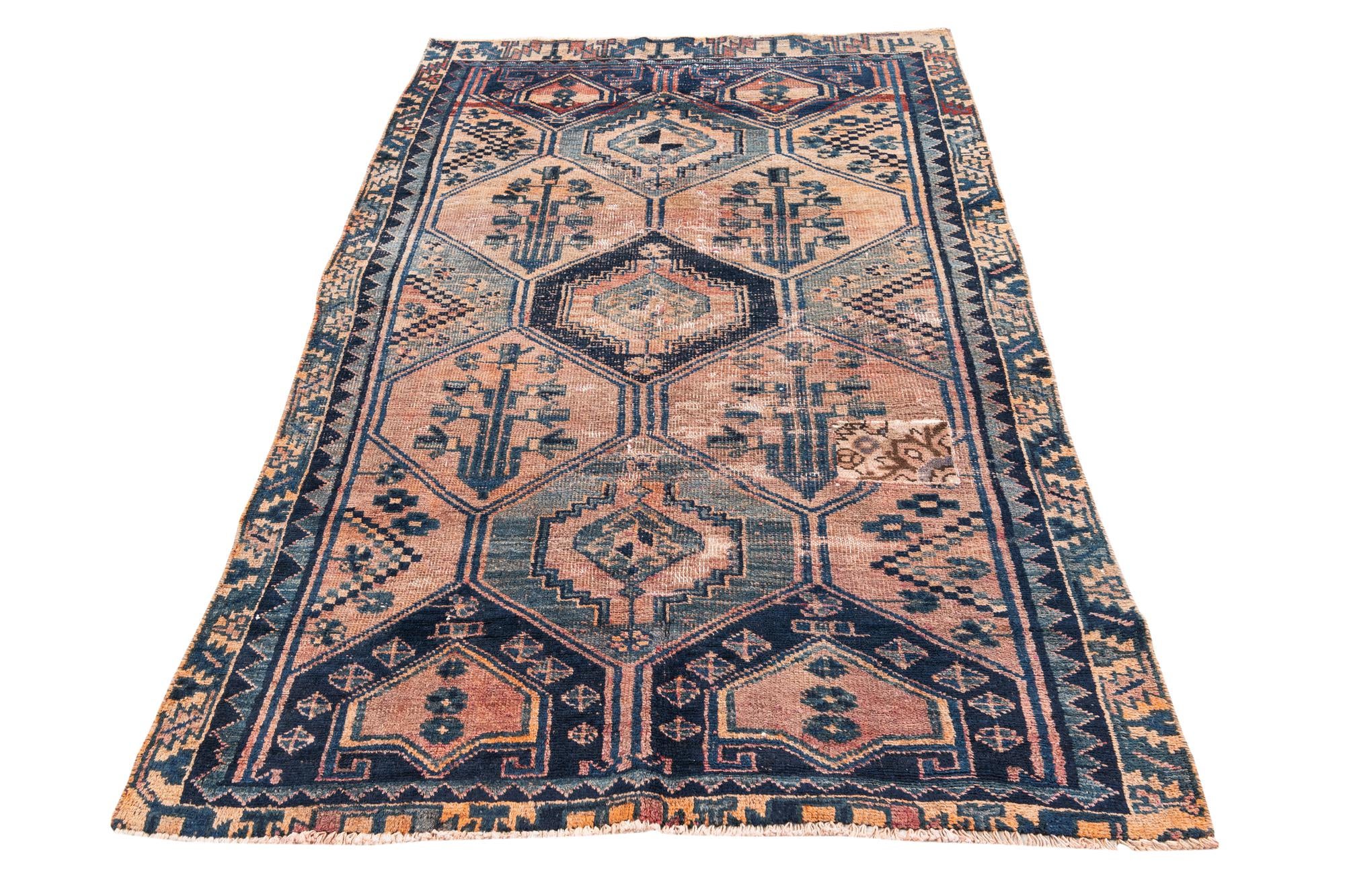 4' 3 x 6' 5 Hand Knotted Ultra Vintage Persian Wool Rug