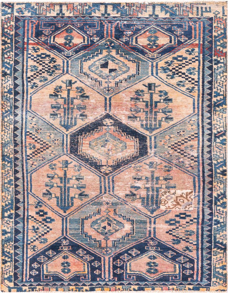 Detail image of 4' 3 x 6' 5 Hand Knotted Ultra Vintage Persian Wool Rug