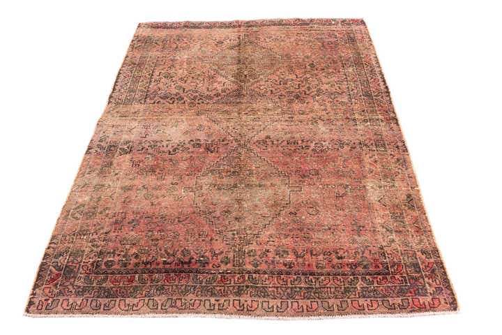 4' 9 x 6' 6 Hand Knotted Ultra Vintage Persian Wool Rug