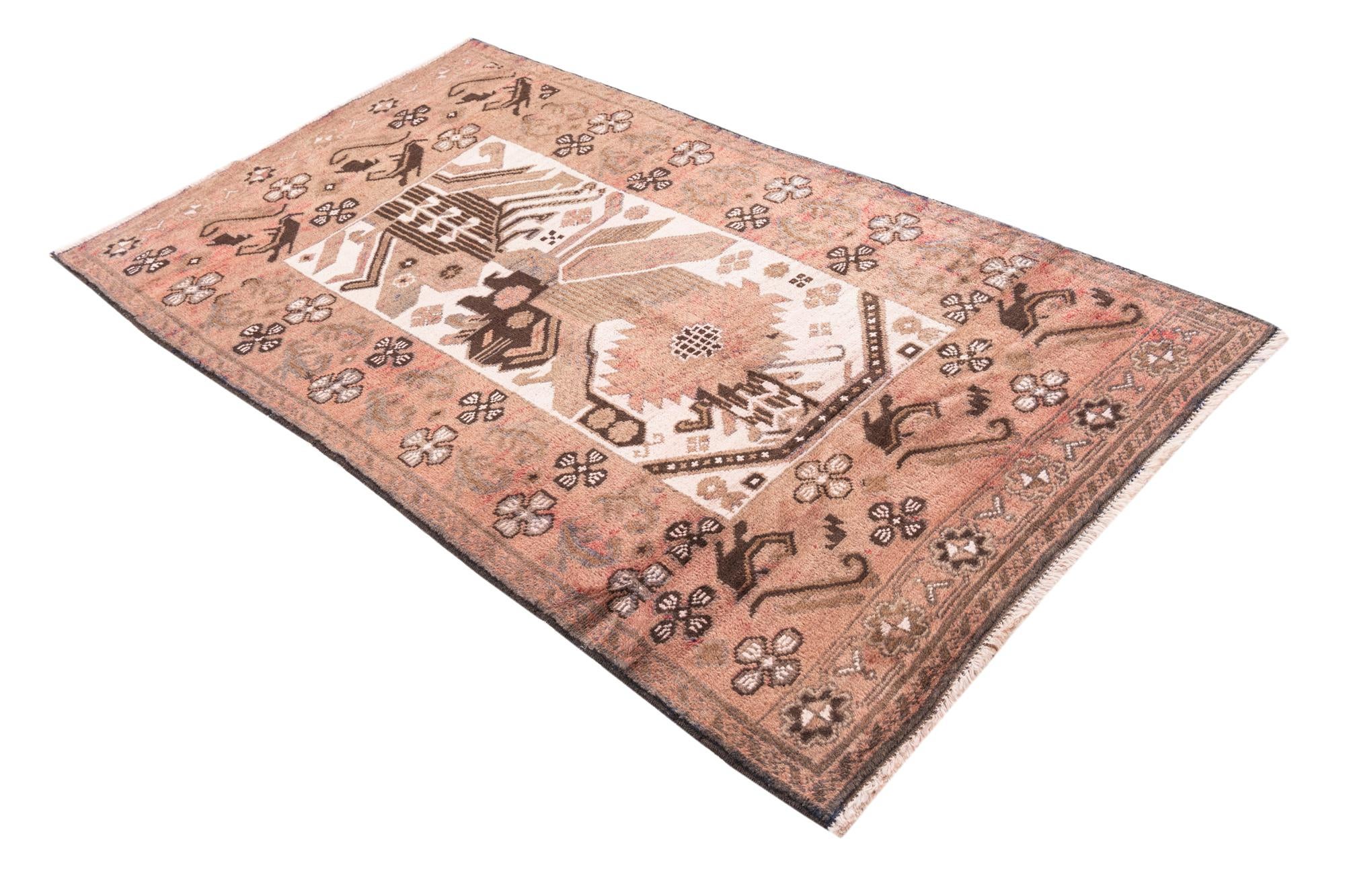 3' 6 x 6' 4 Hand Knotted Ultra Vintage Persian Wool Rug