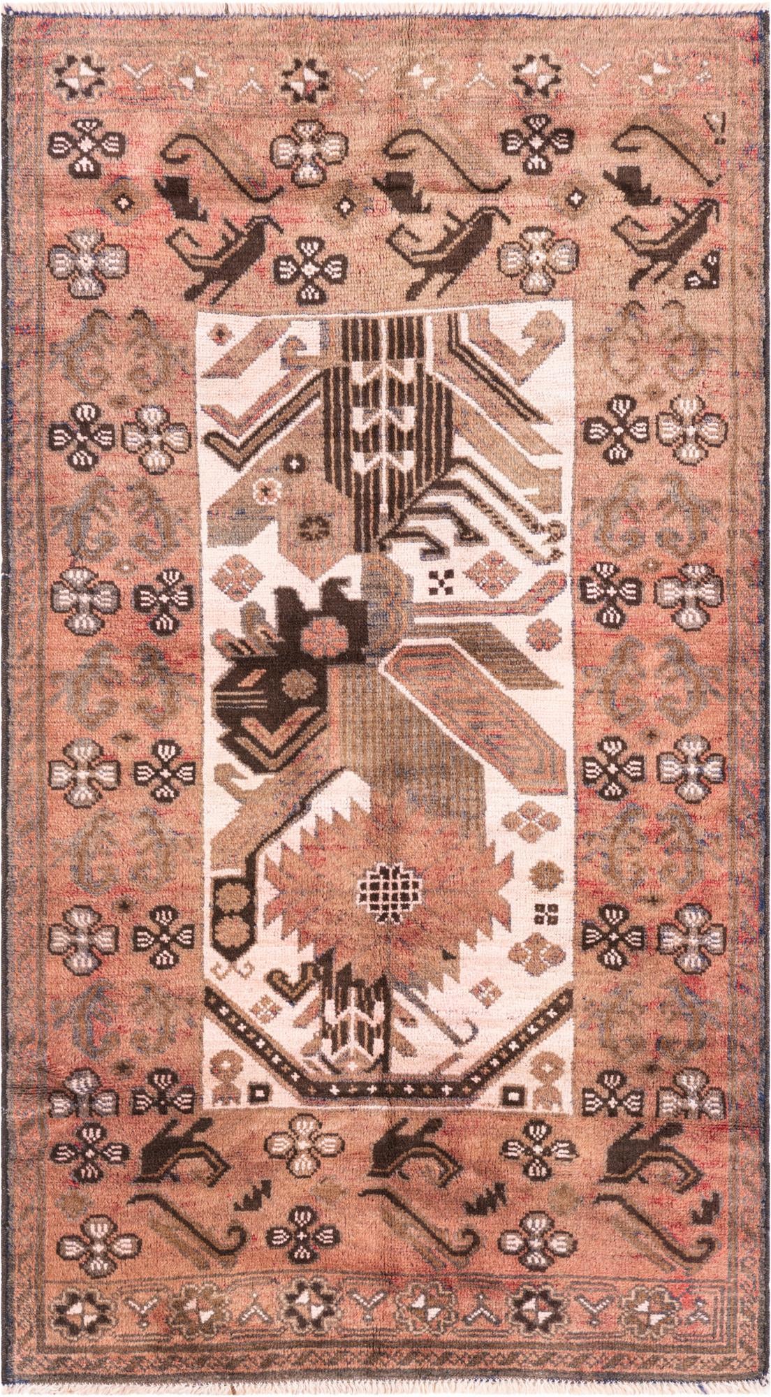 3' 6 x 6' 4 Hand Knotted Ultra Vintage Persian Wool Rug