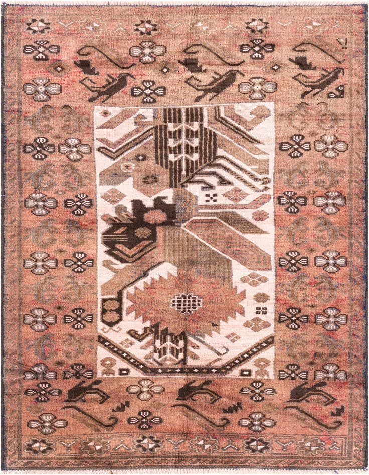 Detail image of 3' 6 x 6' 4 Hand Knotted Ultra Vintage Persian Wool Rug