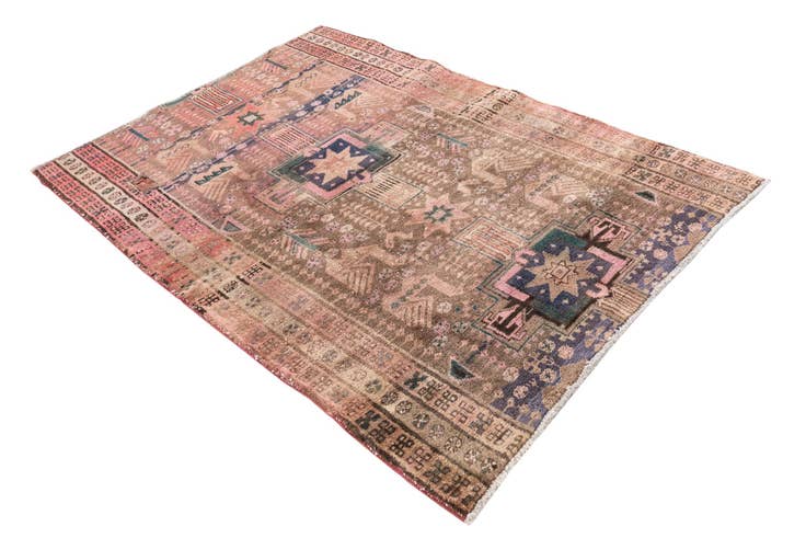 Detail image of 4' 1 x 5' 10 Hand Knotted Ultra Vintage Persian Wool Rug