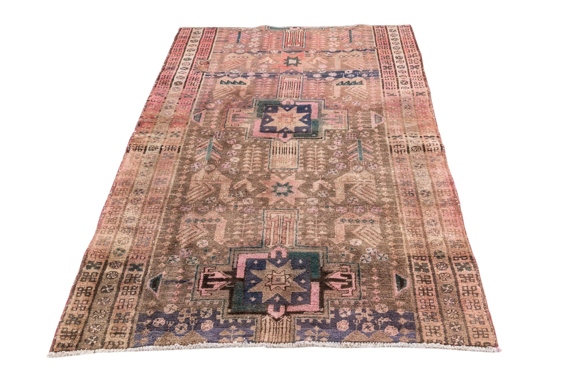 4' 1 x 5' 10 Hand Knotted Ultra Vintage Persian Wool Rug