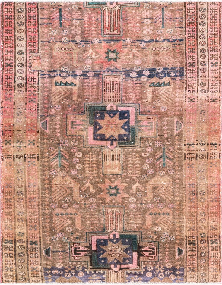 Detail image of 4' 1 x 5' 10 Hand Knotted Ultra Vintage Persian Wool Rug