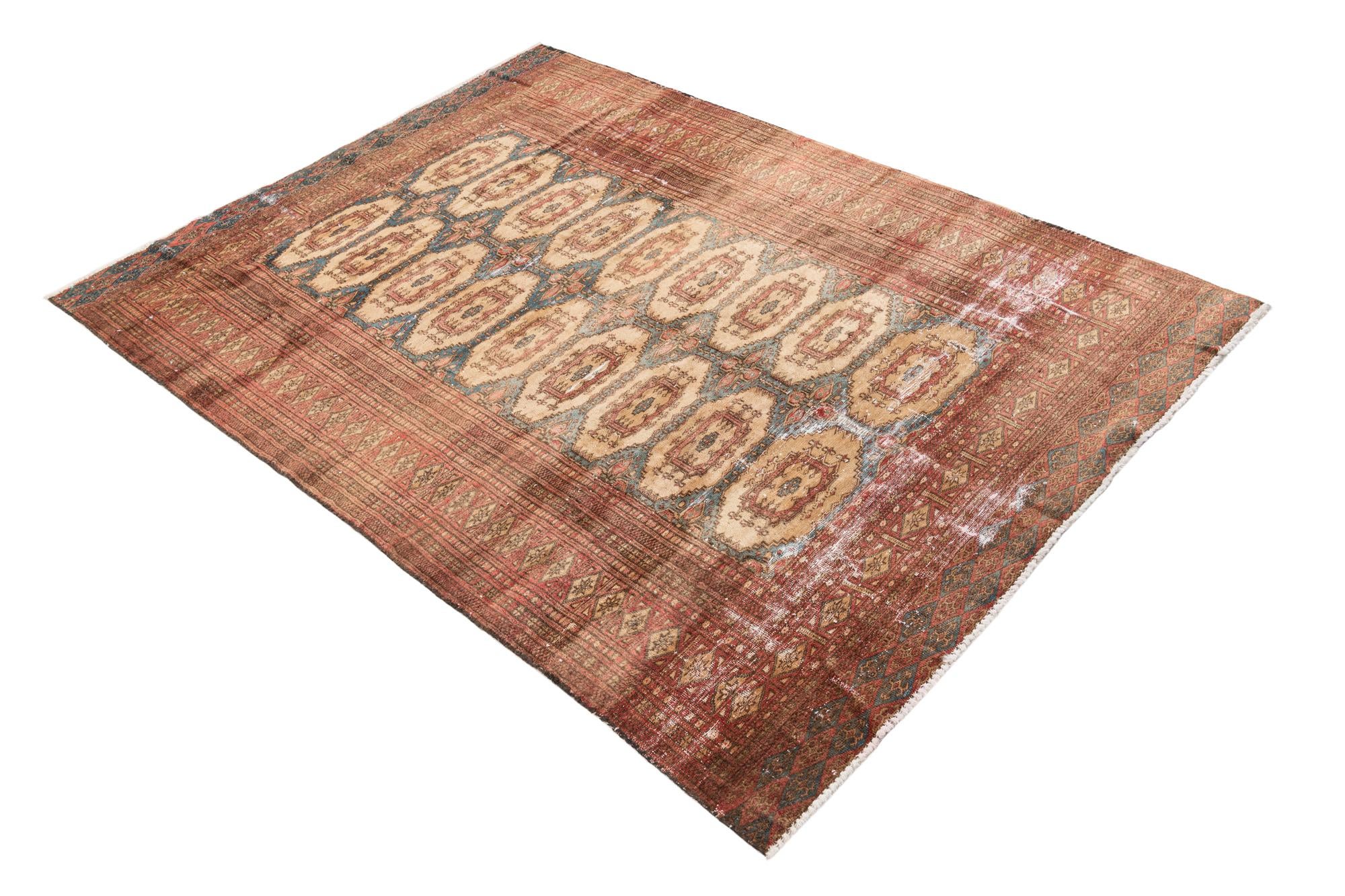 4' 1 x 5' 9 Hand Knotted Ultra Vintage Persian Wool Rug