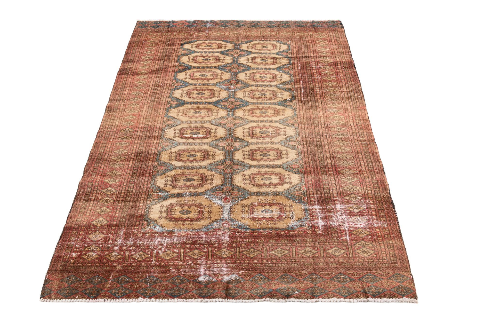 4' 1 x 5' 9 Hand Knotted Ultra Vintage Persian Wool Rug