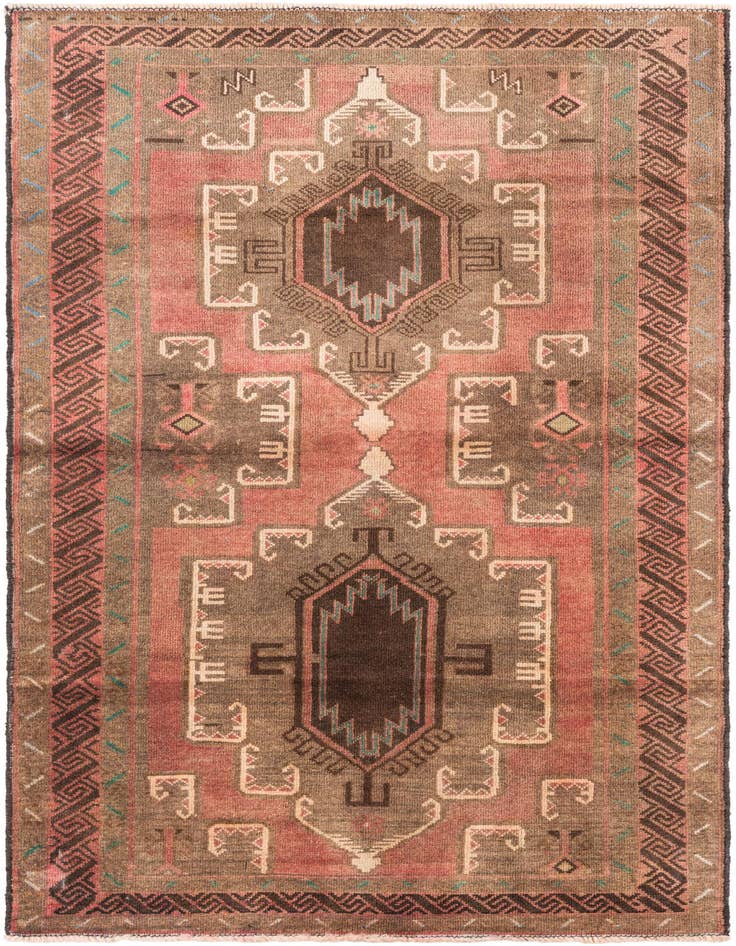 Detail image of 3' 6 x 6' 5 Hand Knotted Ultra Vintage Persian Wool Rug