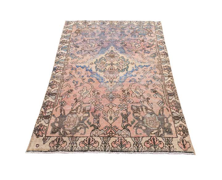 4' 5 x 6' 6 Hand Knotted Ultra Vintage Persian Wool Rug