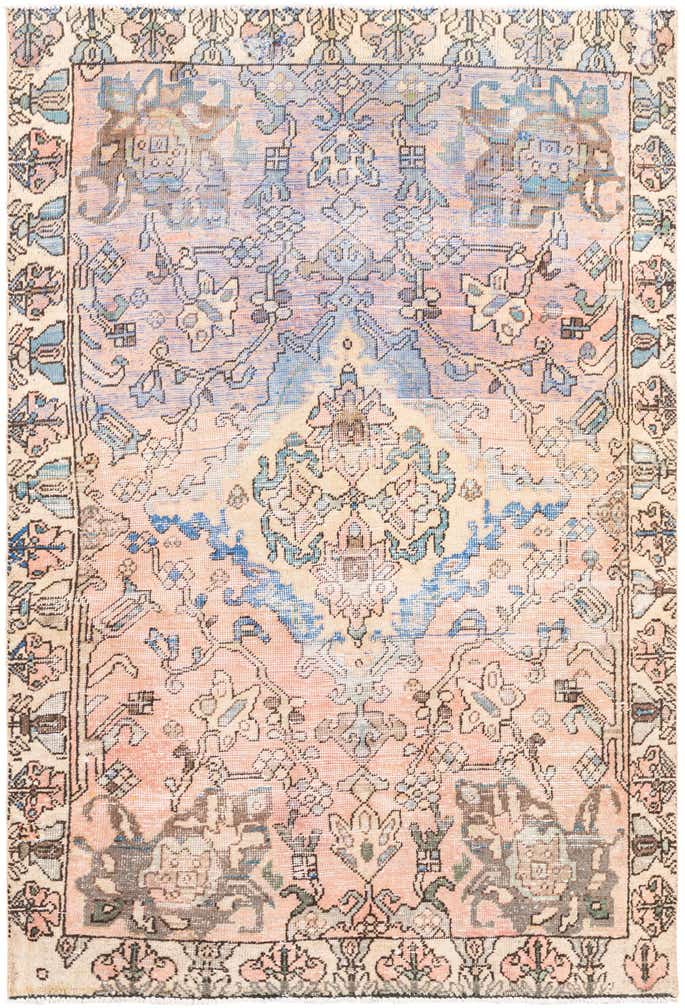 4' 5 x 6' 6 Hand Knotted Ultra Vintage Persian Wool Rug