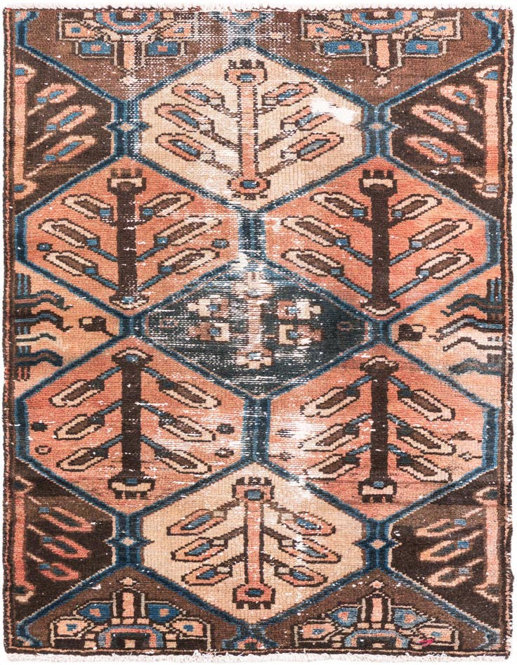 Detail image of 2' 6 x 4' 6 Hand Knotted Ultra Vintage Persian Wool Rug