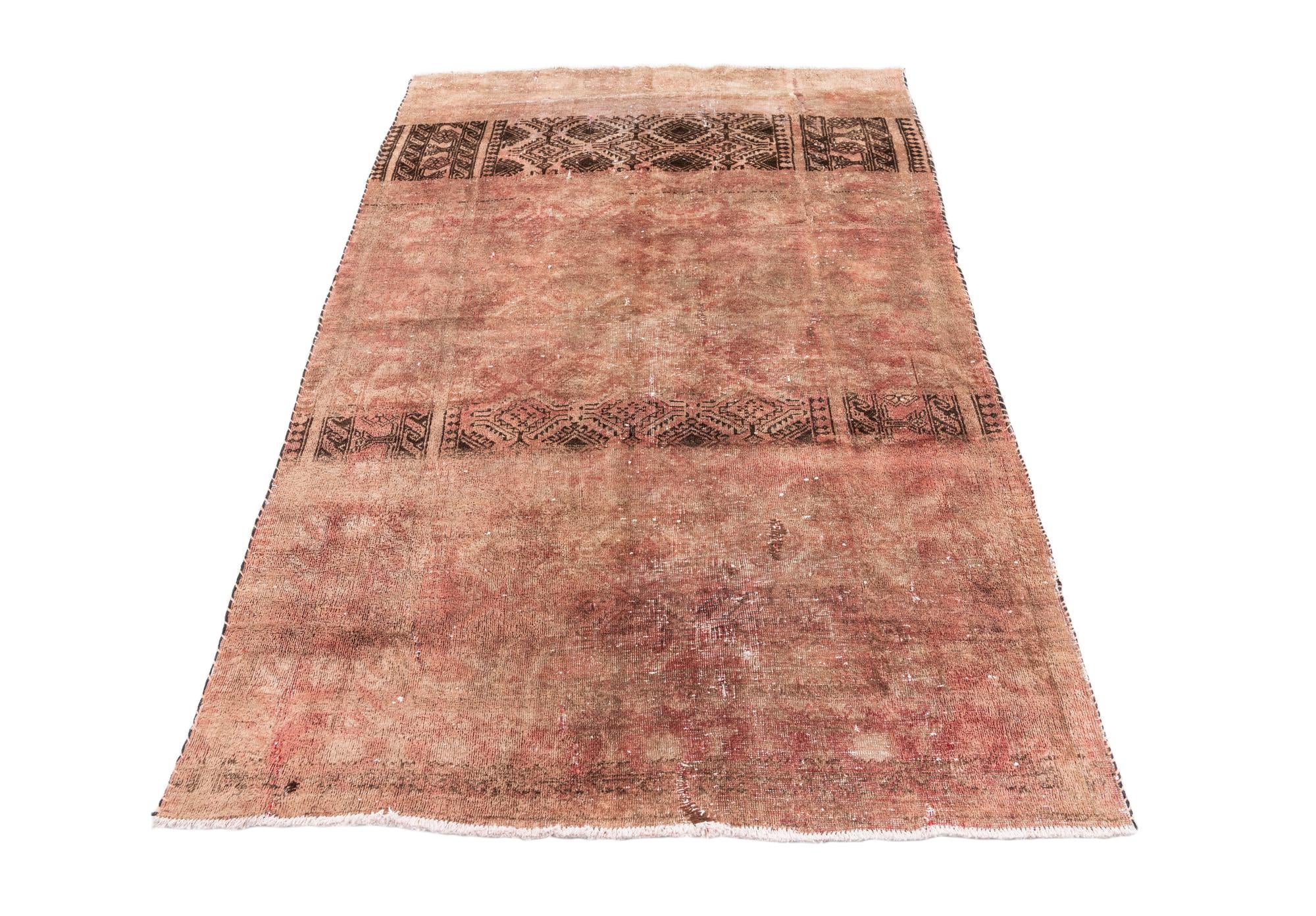 4' 2 x 6' 7 Hand Knotted Ultra Vintage Persian Wool Rug