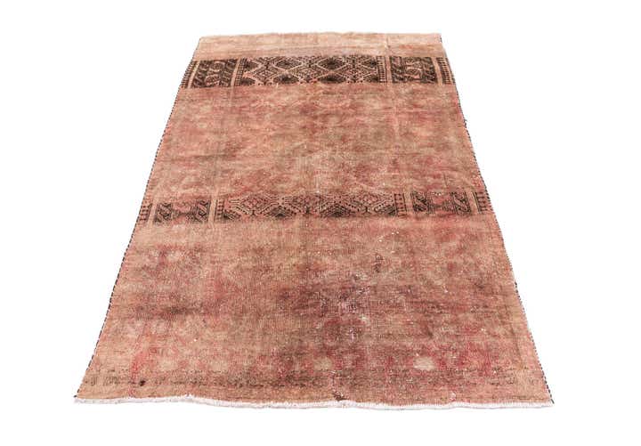 4' 2 x 6' 7 Hand Knotted Ultra Vintage Persian Wool Rug