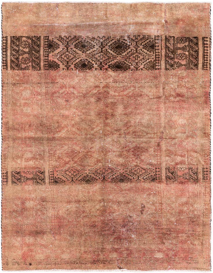 Detail image of 4' 2 x 6' 7 Hand Knotted Ultra Vintage Persian Wool Rug