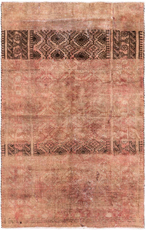 Detail image of 4' 2 x 6' 7 Hand Knotted Ultra Vintage Persian Wool Rug