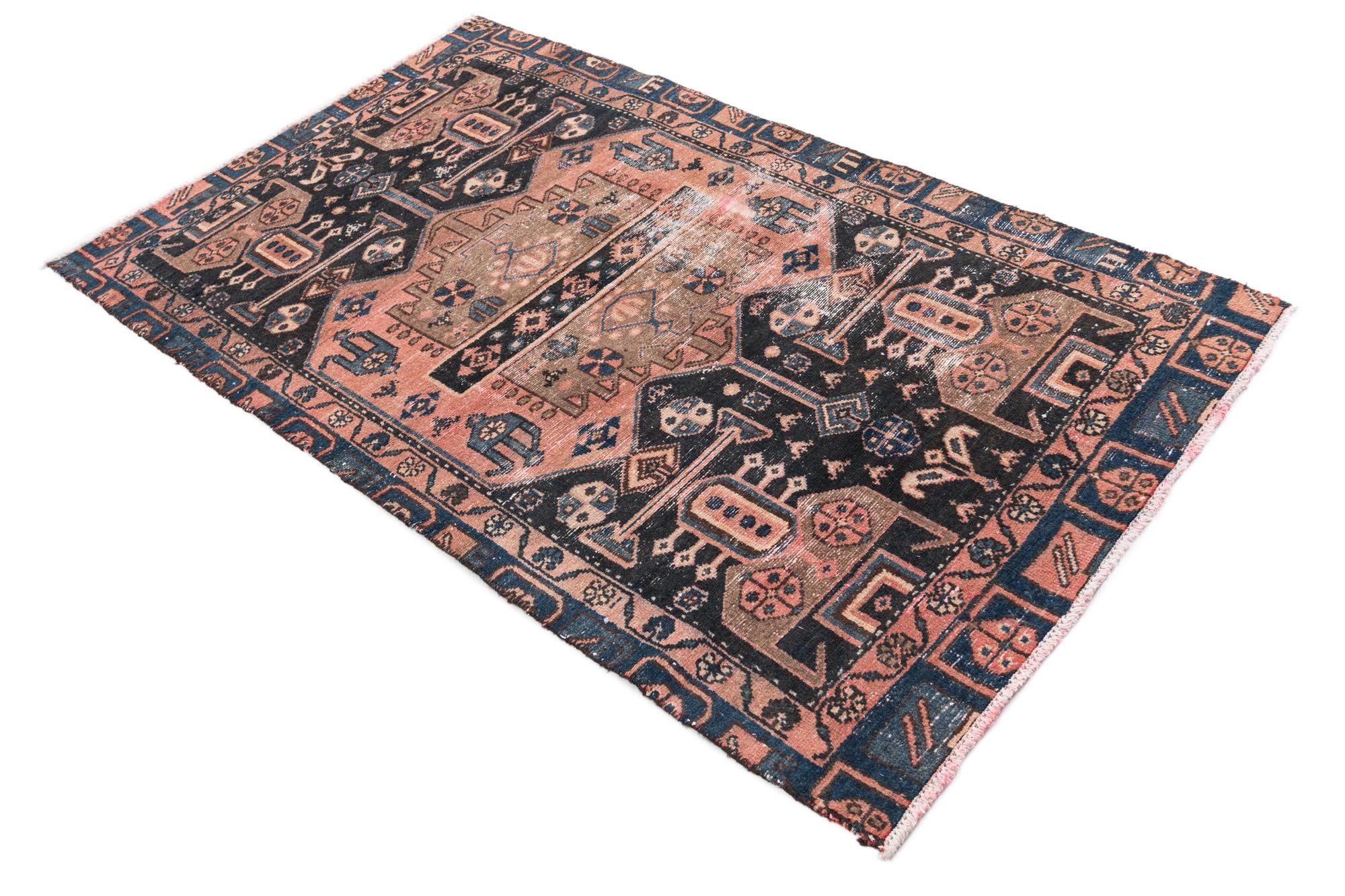 3' 8 x 6' 4 Hand Knotted Ultra Vintage Persian Wool Rug