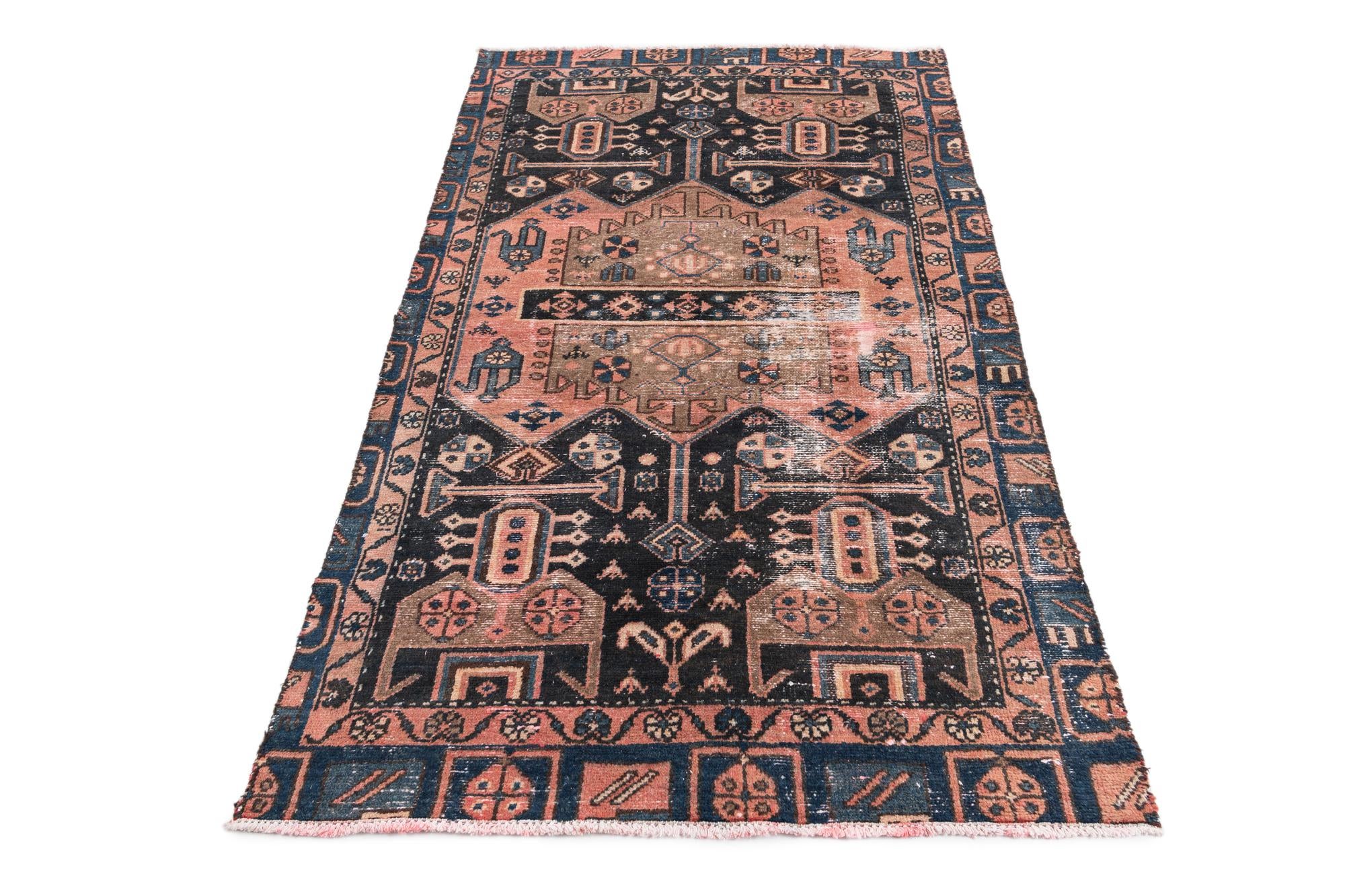 3' 8 x 6' 4 Hand Knotted Ultra Vintage Persian Wool Rug