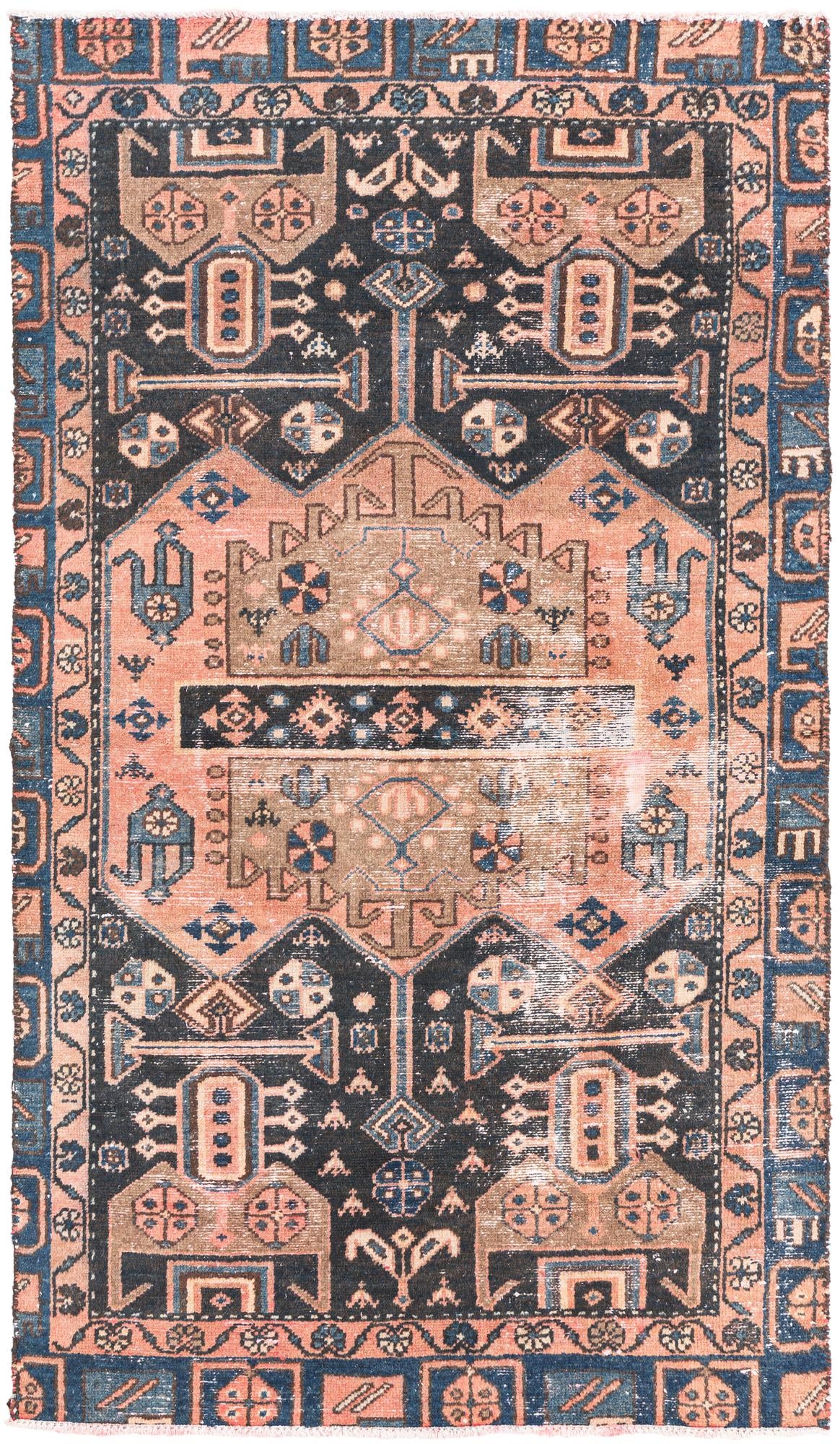 3' 8 x 6' 4 Hand Knotted Ultra Vintage Persian Wool Rug